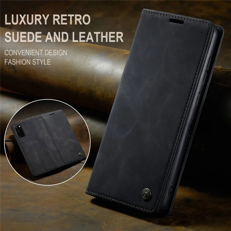 CASEME 013 Series Auto-absorbed Flip Leather Wallet Case for Samsung Galaxy S20 4G/S20 5G - Black-Cellmalls