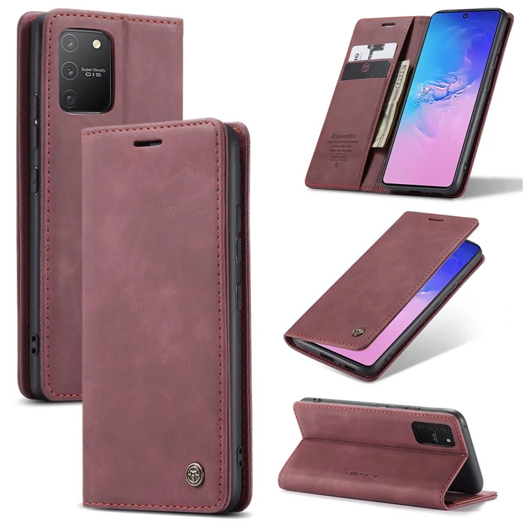 CASEME 013 Series Flip Wallet Leather Mobile Case for Samsung Galaxy A91/S10 Lite - Black-Cellmalls