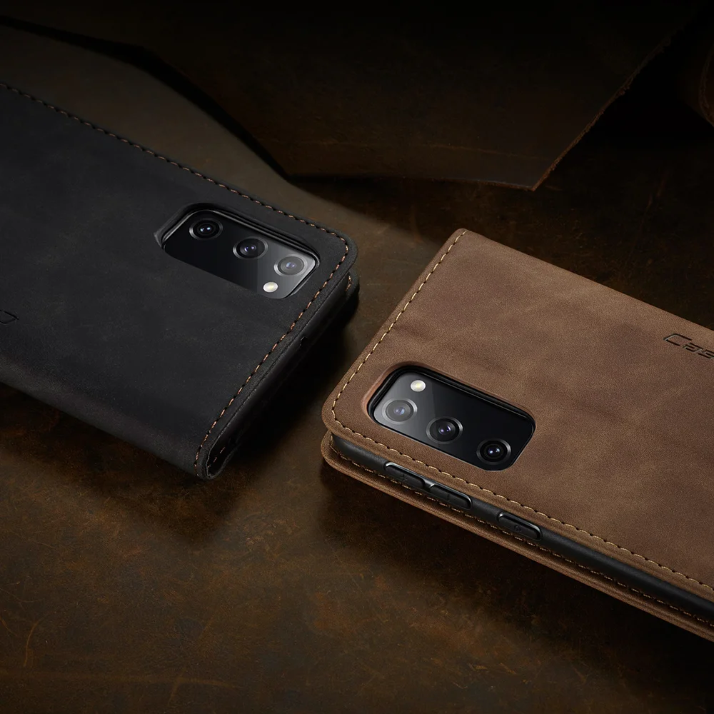 CASEME 013 Series Phone Cover for Samsung Galaxy S20 FE 4G / FE 5G / S20 Lite / S20 FE 2022 Auto-Absorbed Leather Stand Wallet Case - Black-Cellmalls