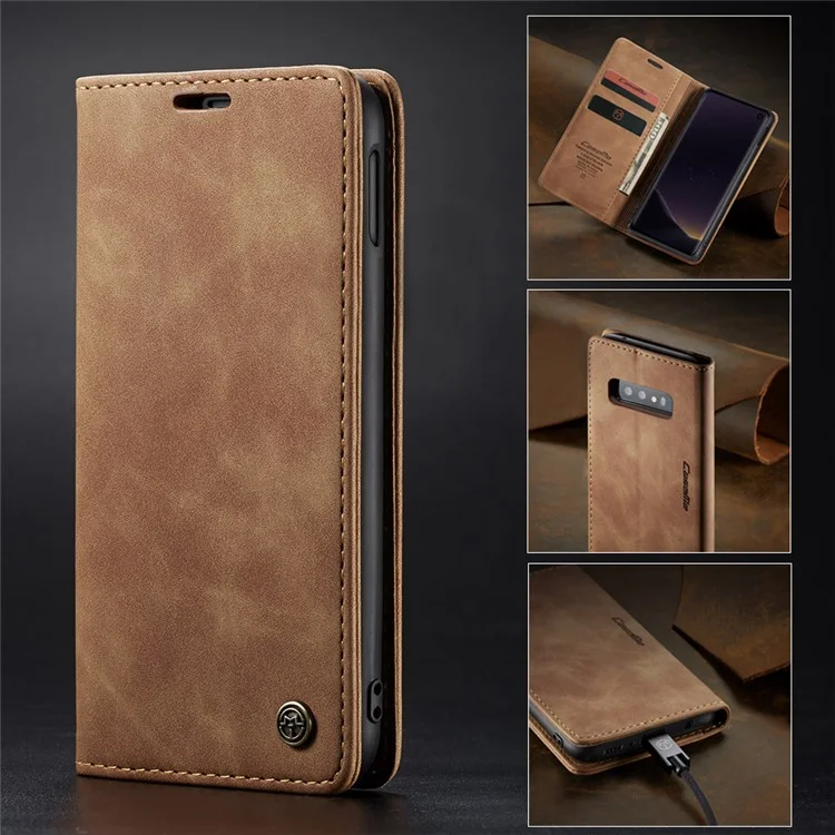 CASEME 013 Series for Samsung Galaxy S10e PU Leather Case [Auto-absorbed] [Wallet Stand] - Black-Cellmalls