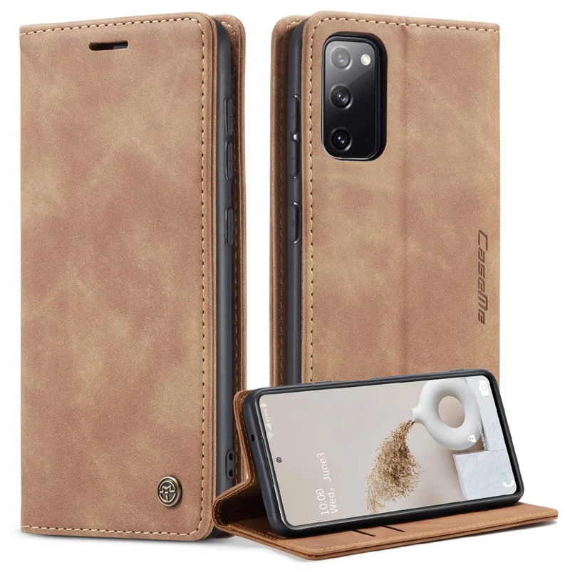 CASEME 013 Series Phone Cover for Samsung Galaxy S20 FE 4G / FE 5G / S20 Lite / S20 FE 2022 Auto-Absorbed Leather Stand Wallet Case - Black-Cellmalls