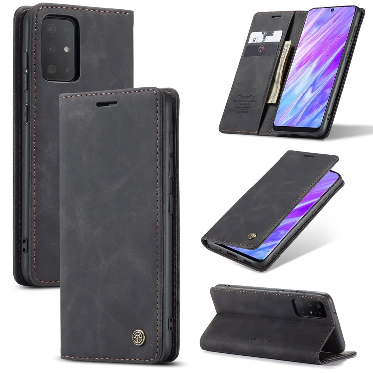 CASEME 013 Series Auto-absorbed Business Leather Wallet Stand Phone Case for Samsung Galaxy S20 Plus - Black-Cellmalls