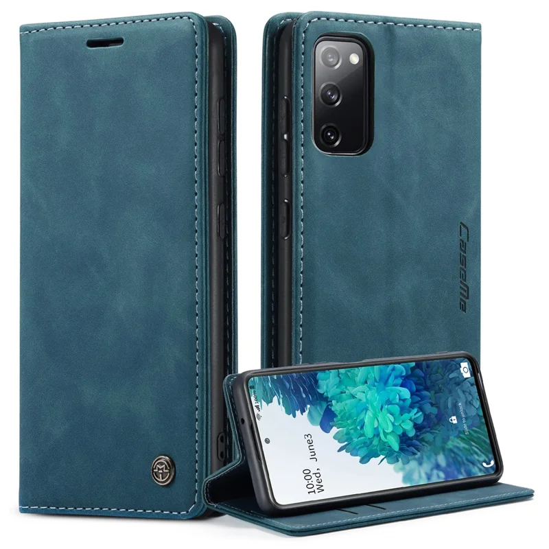 CASEME 013 Series Phone Cover for Samsung Galaxy S20 FE 4G / FE 5G / S20 Lite / S20 FE 2022 Auto-Absorbed Leather Stand Wallet Case - Black-Cellmalls