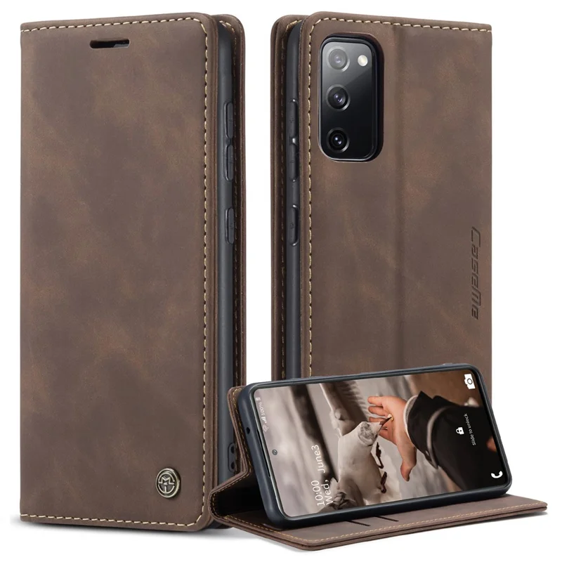 CASEME 013 Series Phone Cover for Samsung Galaxy S20 FE 4G / FE 5G / S20 Lite / S20 FE 2022 Auto-Absorbed Leather Stand Wallet Case - Black-Cellmalls