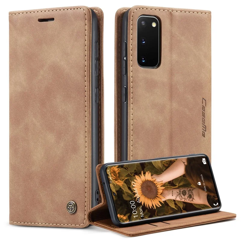 CASEME 013 Series Auto-absorbed Flip Leather Wallet Case for Samsung Galaxy S20 4G/S20 5G - Black-Cellmalls