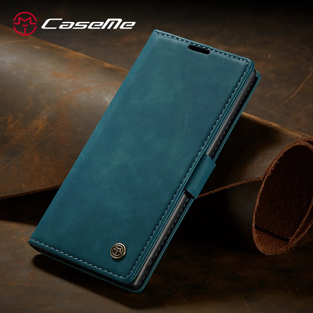 CASEME 013 Series Auto-absorbed Flip Leather Wallet Stand Case for Samsung Galaxy Note 10/Note 10 5G - Dark Brown-Cellmalls