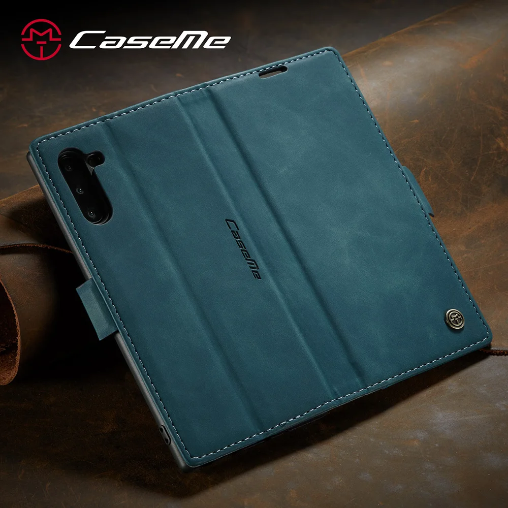 CASEME 013 Series Auto-absorbed Flip Leather Wallet Stand Case for Samsung Galaxy Note 10/Note 10 5G - Dark Brown-Cellmalls