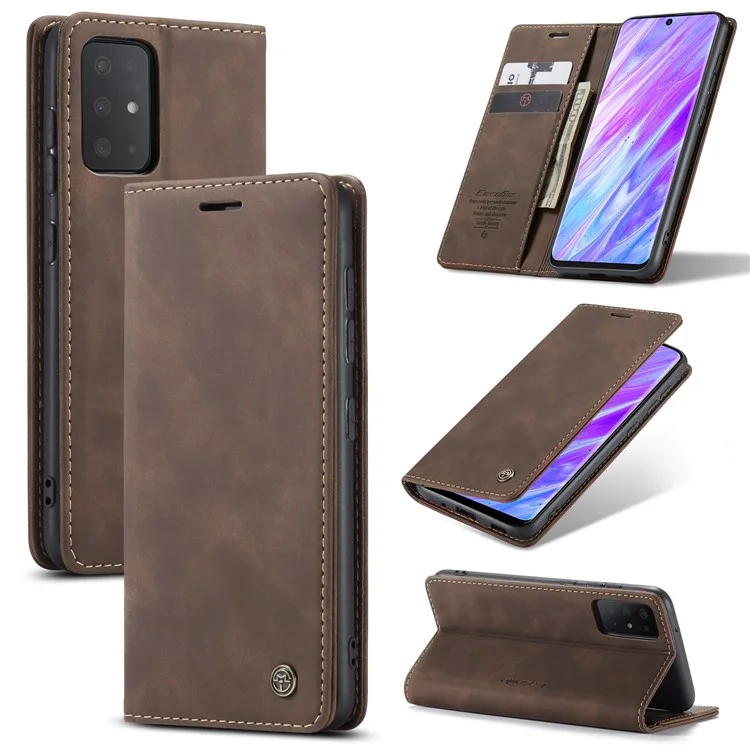 CASEME 013 Series Auto-absorbed Business Leather Wallet Stand Phone Case for Samsung Galaxy S20 Plus - Black-Cellmalls