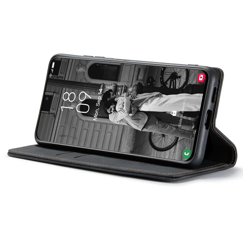 CASEME 013 Series Magnetic Closure Leather Wallet Stand Shell for Samsung Galaxy S21 4G/5G - Black-Cellmalls