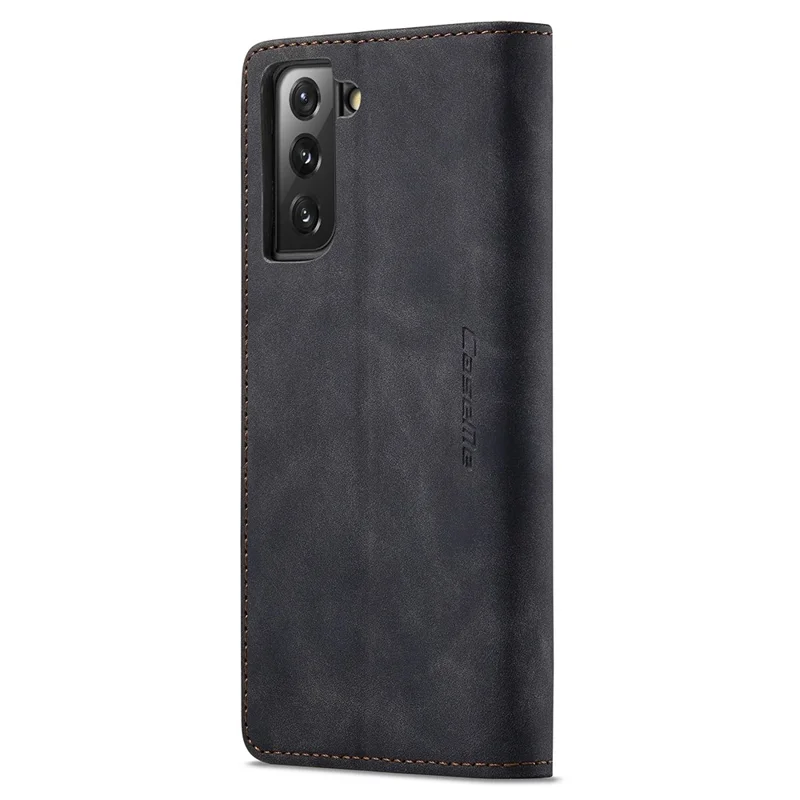 CASEME 013 Series Magnetic Closure Leather Wallet Stand Shell for Samsung Galaxy S21 4G/5G - Black-Cellmalls