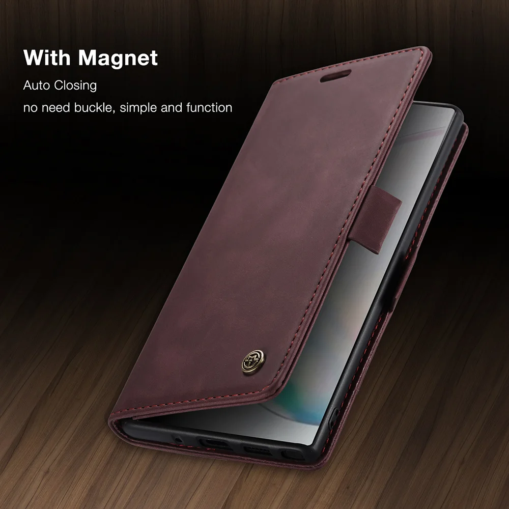 CASEME 013 Series Auto-absorbed Flip Leather Wallet Shell for Samsung Galaxy Note 10 Plus/10 Plus 5G - Black-Cellmalls