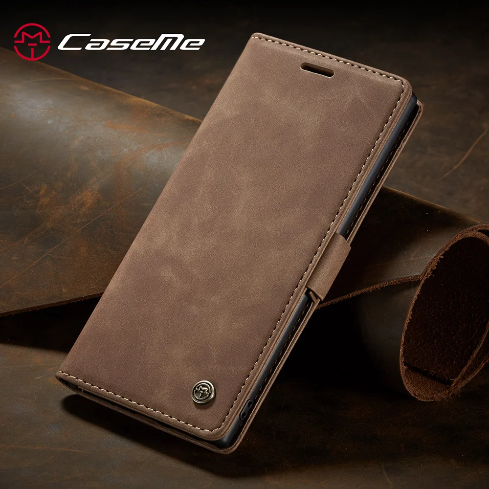 CASEME 013 Series Auto-absorbed Flip Leather Wallet Shell for Samsung Galaxy Note 10 Plus/10 Plus 5G - Black-Cellmalls