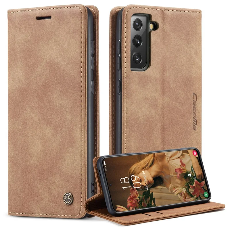 CASEME 013 Series Magnetic Closure Leather Wallet Stand Shell for Samsung Galaxy S21 4G/5G - Black-Cellmalls