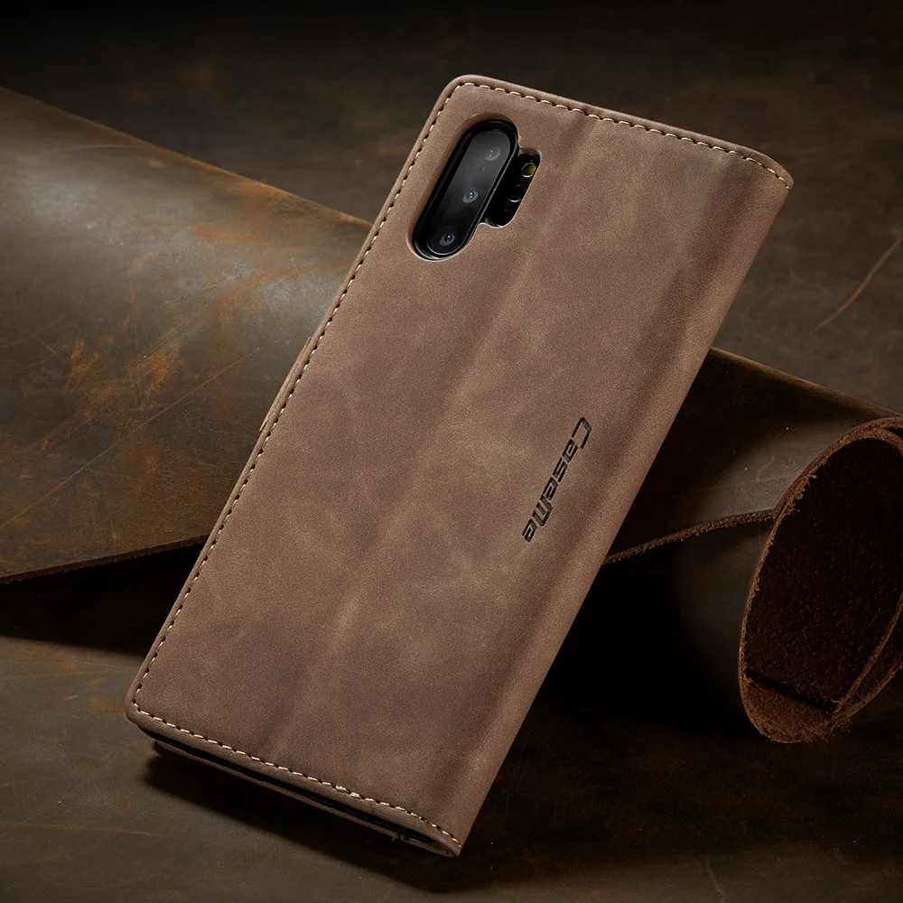 CASEME 013 Series Auto-absorbed Flip Leather Wallet Shell for Samsung Galaxy Note 10 Plus/10 Plus 5G - Black-Cellmalls