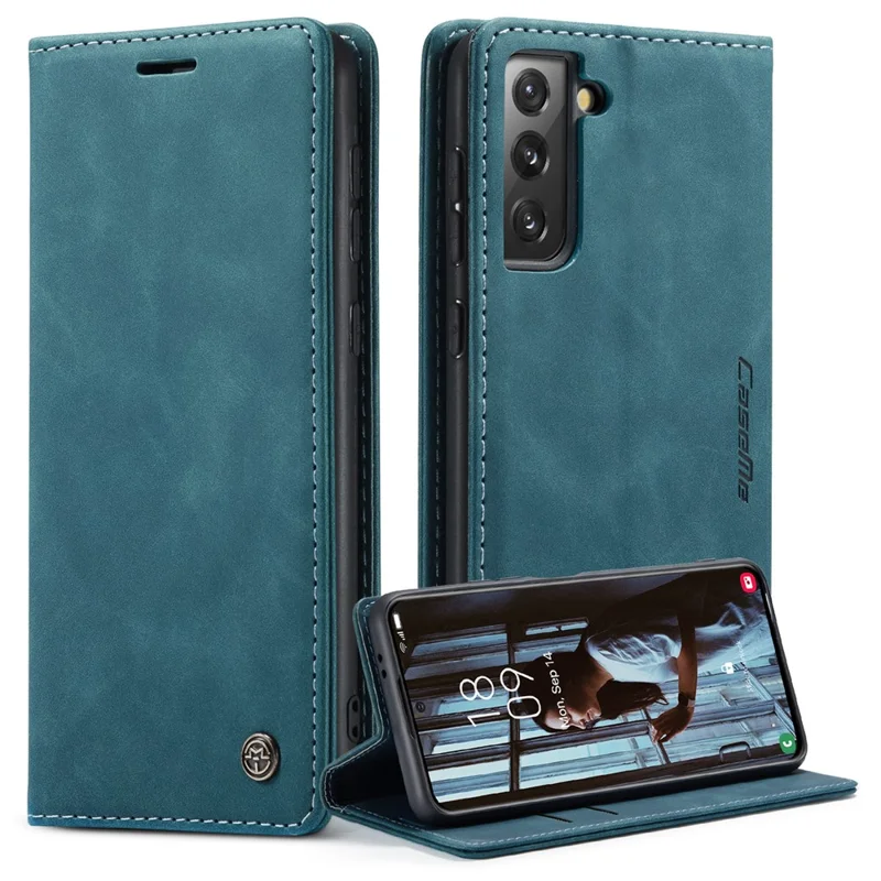 CASEME 013 Series Magnetic Closure Leather Wallet Stand Shell for Samsung Galaxy S21 4G/5G - Black-Cellmalls