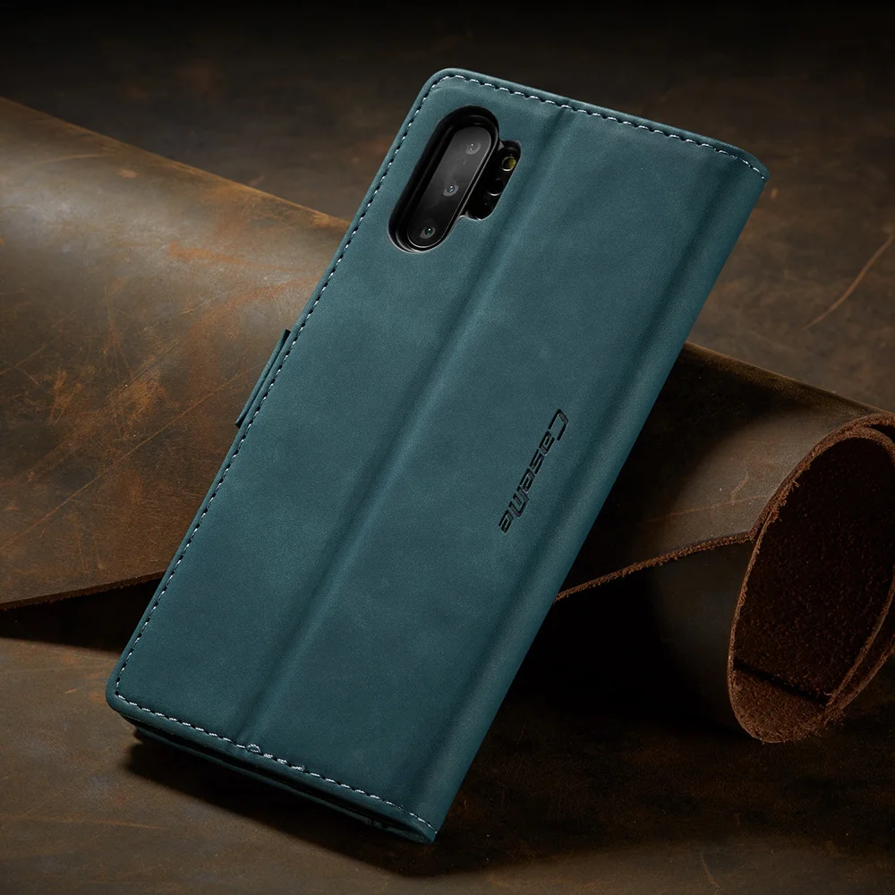 CASEME 013 Series Auto-absorbed Flip Leather Wallet Shell for Samsung Galaxy Note 10 Plus/10 Plus 5G - Black-Cellmalls