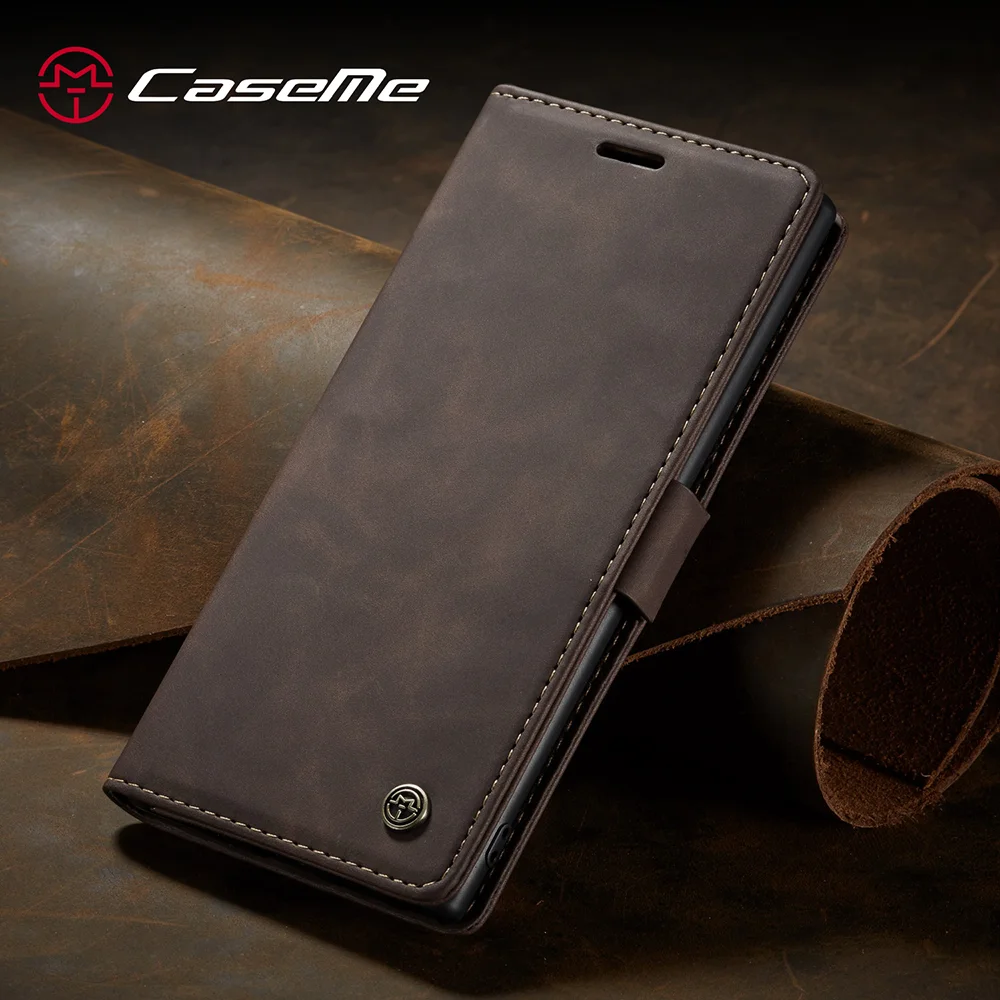 CASEME 013 Series Auto-absorbed Flip Leather Wallet Shell for Samsung Galaxy Note 10 Plus/10 Plus 5G - Black-Cellmalls