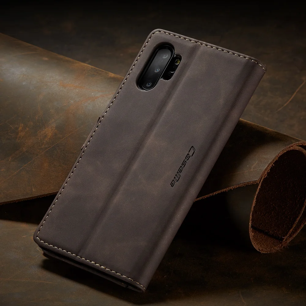 CASEME 013 Series Auto-absorbed Flip Leather Wallet Shell for Samsung Galaxy Note 10 Plus/10 Plus 5G - Black-Cellmalls