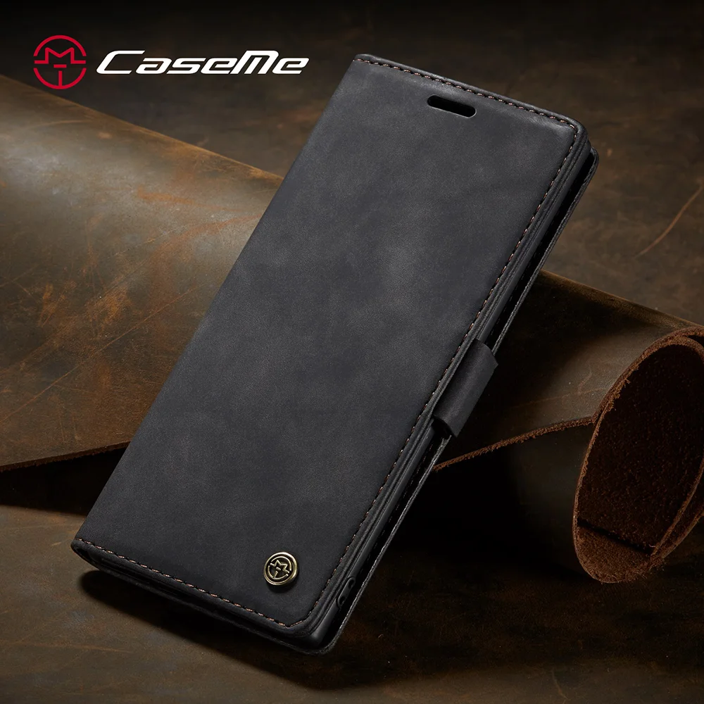 CASEME 013 Series Auto-absorbed Flip Leather Wallet Shell for Samsung Galaxy Note 10 Plus/10 Plus 5G - Black-Cellmalls