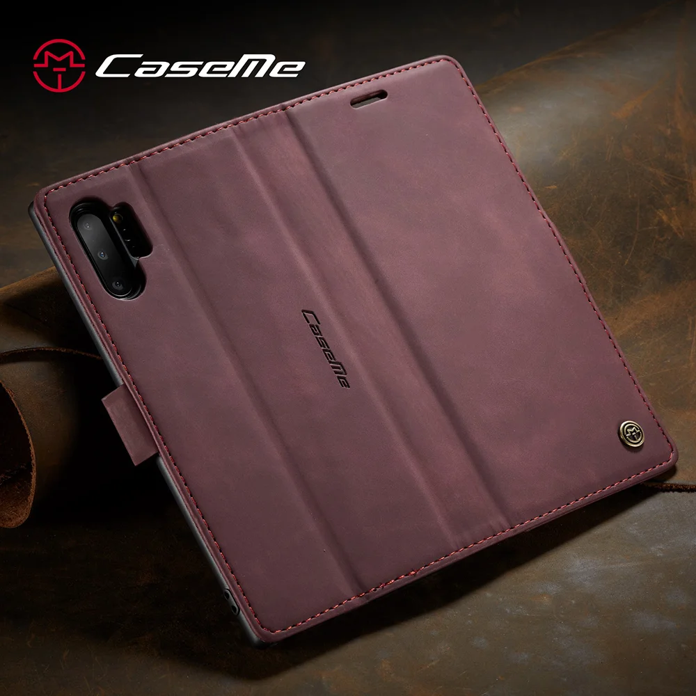CASEME 013 Series Auto-absorbed Flip Leather Wallet Shell for Samsung Galaxy Note 10 Plus/10 Plus 5G - Black-Cellmalls