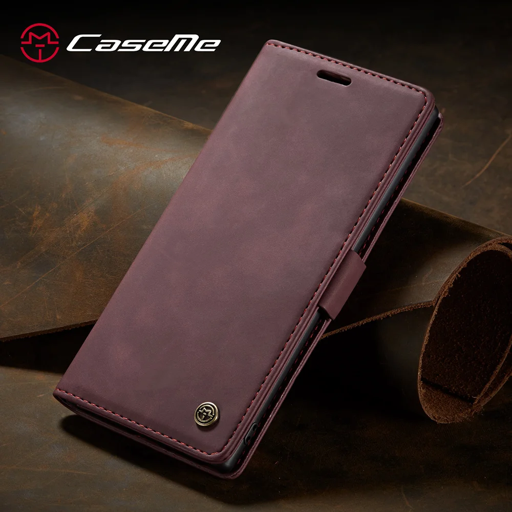 CASEME 013 Series Auto-absorbed Flip Leather Wallet Shell for Samsung Galaxy Note 10 Plus/10 Plus 5G - Black-Cellmalls