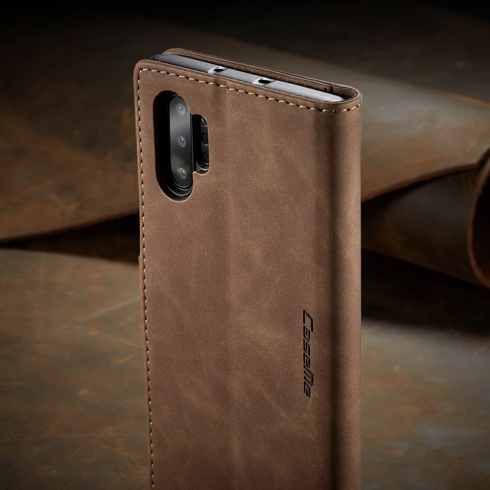 CASEME 013 Series Auto-absorbed Flip Leather Wallet Shell for Samsung Galaxy Note 10 Plus/10 Plus 5G - Black-Cellmalls