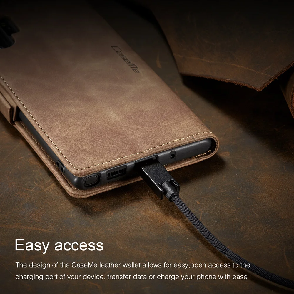 CASEME 013 Series Auto-absorbed Flip Leather Wallet Shell for Samsung Galaxy Note 10 Plus/10 Plus 5G - Black-Cellmalls