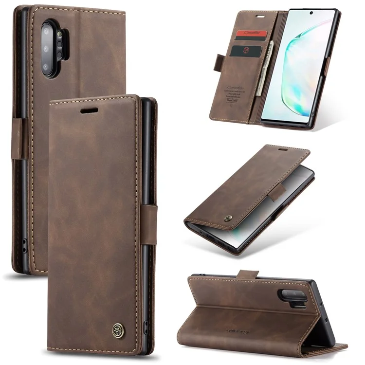 CASEME 013 Series Auto-absorbed Flip Leather Wallet Shell for Samsung Galaxy Note 10 Plus/10 Plus 5G - Black-Cellmalls