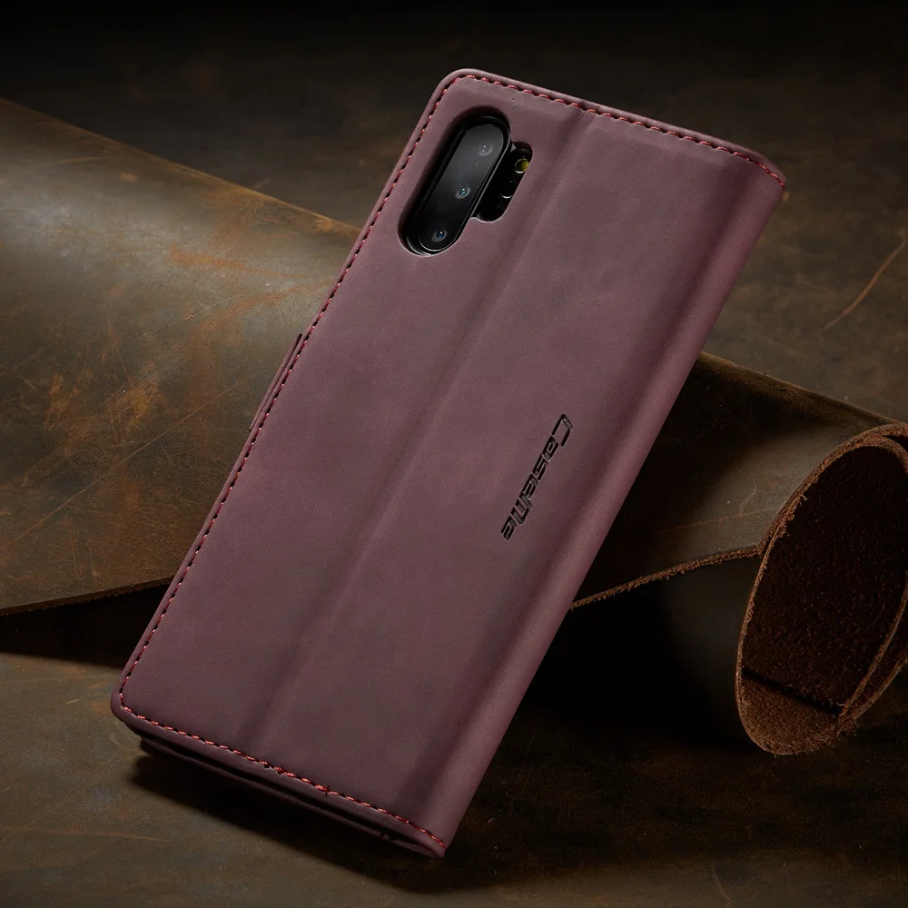 CASEME 013 Series Auto-absorbed Flip Leather Wallet Shell for Samsung Galaxy Note 10 Plus/10 Plus 5G - Black-Cellmalls