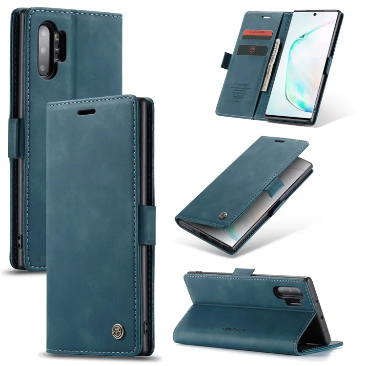CASEME 013 Series Auto-absorbed Flip Leather Wallet Shell for Samsung Galaxy Note 10 Plus/10 Plus 5G - Black-Cellmalls