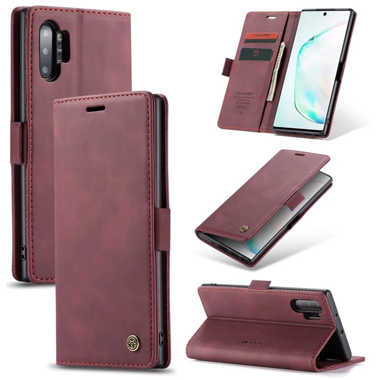 CASEME 013 Series Auto-absorbed Flip Leather Wallet Shell for Samsung Galaxy Note 10 Plus/10 Plus 5G - Black-Cellmalls