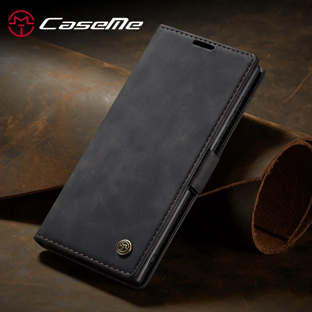 CASEME 013 Series Simplicity Auto-absorbed Leather Shell Wallet Case for Samsung Galaxy Note20/Note20 5G - Black-Cellmalls