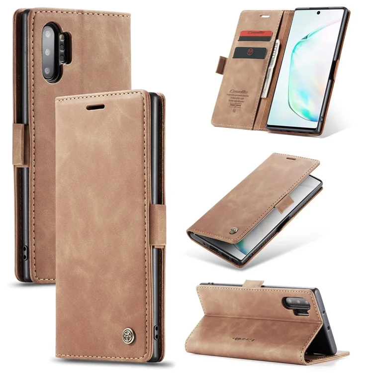 CASEME 013 Series Auto-absorbed Flip Leather Wallet Shell for Samsung Galaxy Note 10 Plus/10 Plus 5G - Black-Cellmalls
