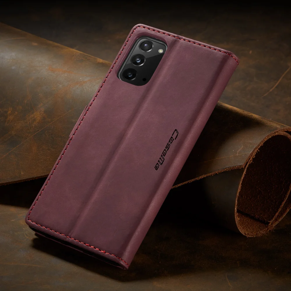 CASEME 013 Series Simplicity Auto-absorbed Leather Shell Wallet Case for Samsung Galaxy Note20/Note20 5G - Black-Cellmalls