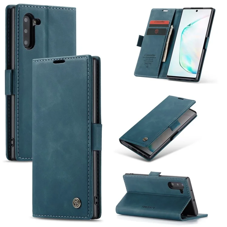 CASEME 013 Series Auto-absorbed Flip Leather Wallet Stand Case for Samsung Galaxy Note 10/Note 10 5G - Dark Brown-Cellmalls