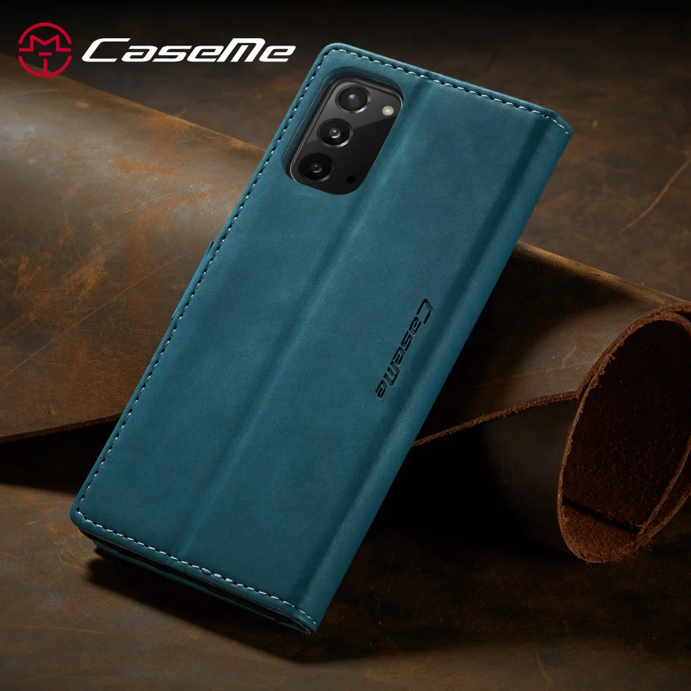 CASEME 013 Series Simplicity Auto-absorbed Leather Shell Wallet Case for Samsung Galaxy Note20/Note20 5G - Black-Cellmalls