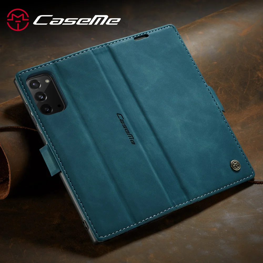 CASEME 013 Series Simplicity Auto-absorbed Leather Shell Wallet Case for Samsung Galaxy Note20/Note20 5G - Black-Cellmalls
