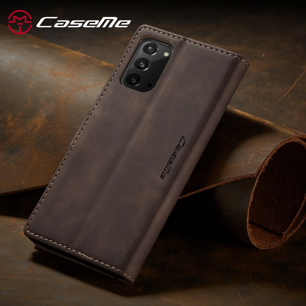 CASEME 013 Series Simplicity Auto-absorbed Leather Shell Wallet Case for Samsung Galaxy Note20/Note20 5G - Black-Cellmalls