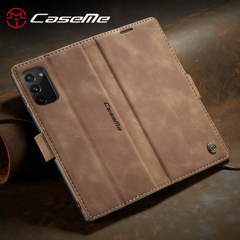 CASEME 013 Series Simplicity Auto-absorbed Leather Shell Wallet Case for Samsung Galaxy Note20/Note20 5G - Black-Cellmalls