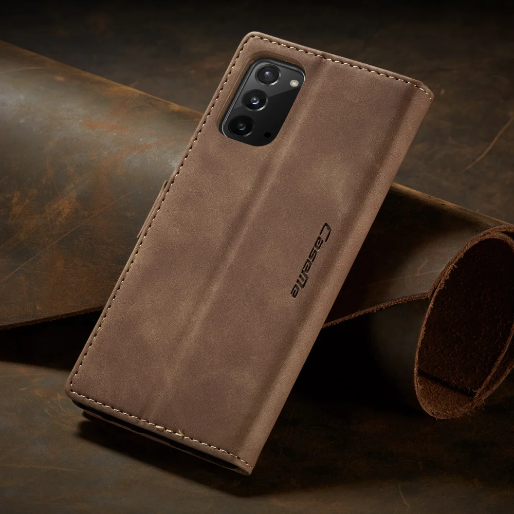CASEME 013 Series Simplicity Auto-absorbed Leather Shell Wallet Case for Samsung Galaxy Note20/Note20 5G - Black-Cellmalls