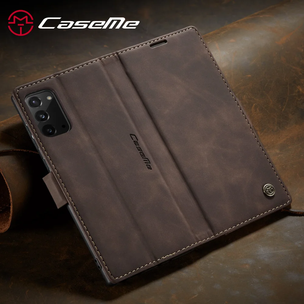 CASEME 013 Series Simplicity Auto-absorbed Leather Shell Wallet Case for Samsung Galaxy Note20/Note20 5G - Black-Cellmalls
