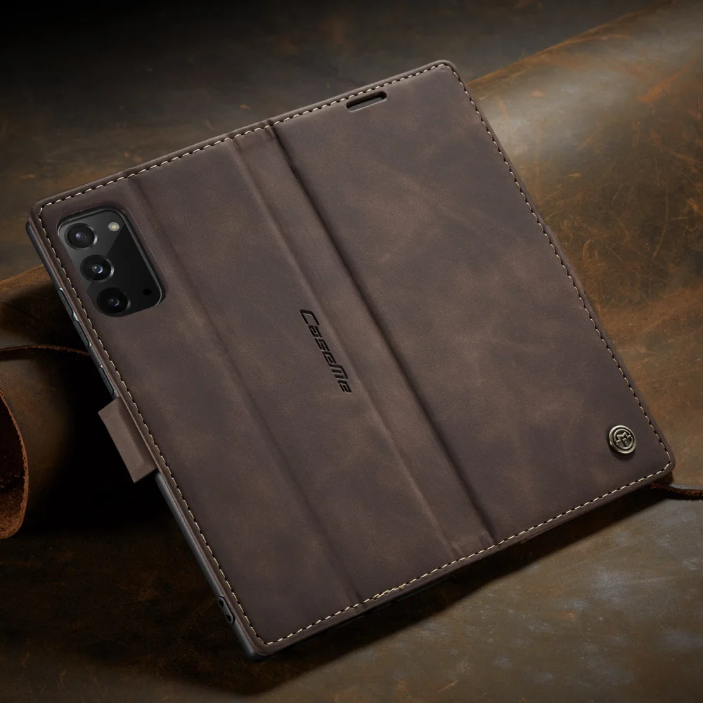 CASEME 013 Series Simplicity Auto-absorbed Leather Shell Wallet Case for Samsung Galaxy Note20/Note20 5G - Black-Cellmalls