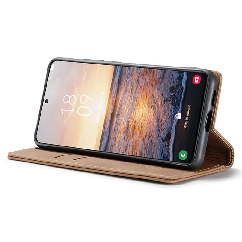 CASEME 013 Series For Samsung Galaxy S24+ Case PU Leather Wallet Mobile Phone Protector - Brown-Cellmalls