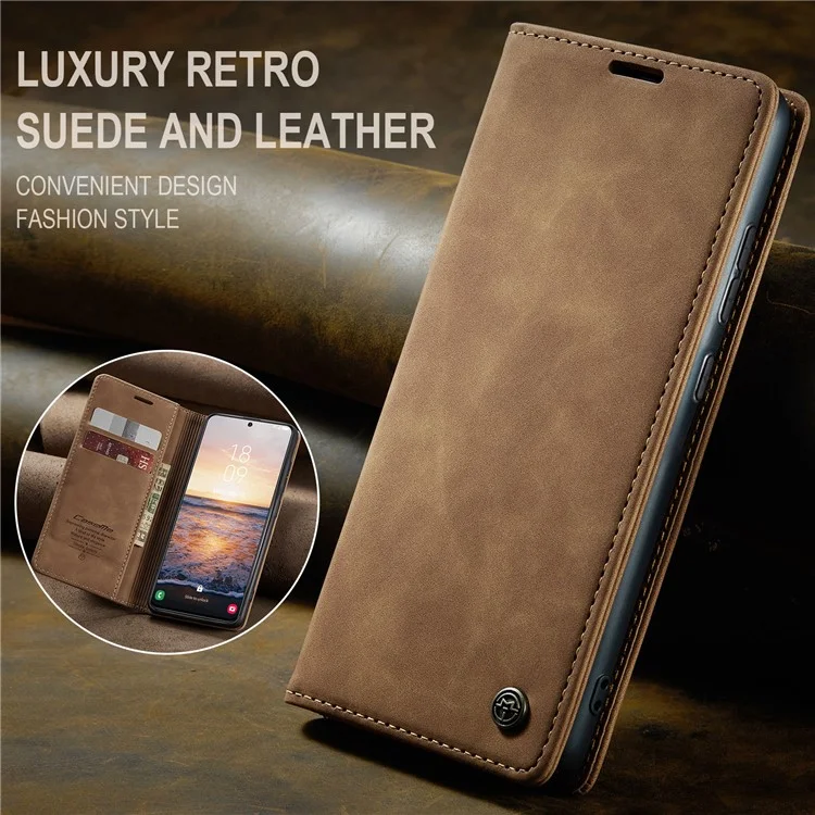 CASEME 013 Series For Samsung Galaxy S24+ Case PU Leather Wallet Mobile Phone Protector - Brown-Cellmalls
