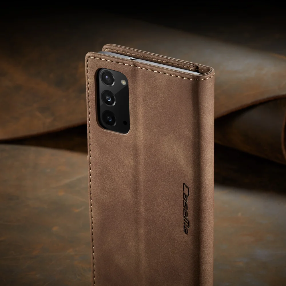 CASEME 013 Series Simplicity Auto-absorbed Leather Shell Wallet Case for Samsung Galaxy Note20/Note20 5G - Black-Cellmalls