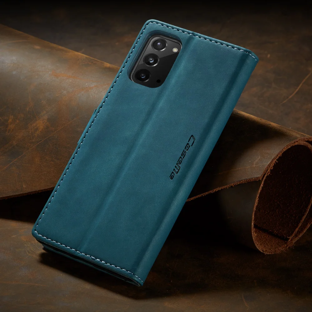 CASEME 013 Series Simplicity Auto-absorbed Leather Shell Wallet Case for Samsung Galaxy Note20/Note20 5G - Black-Cellmalls