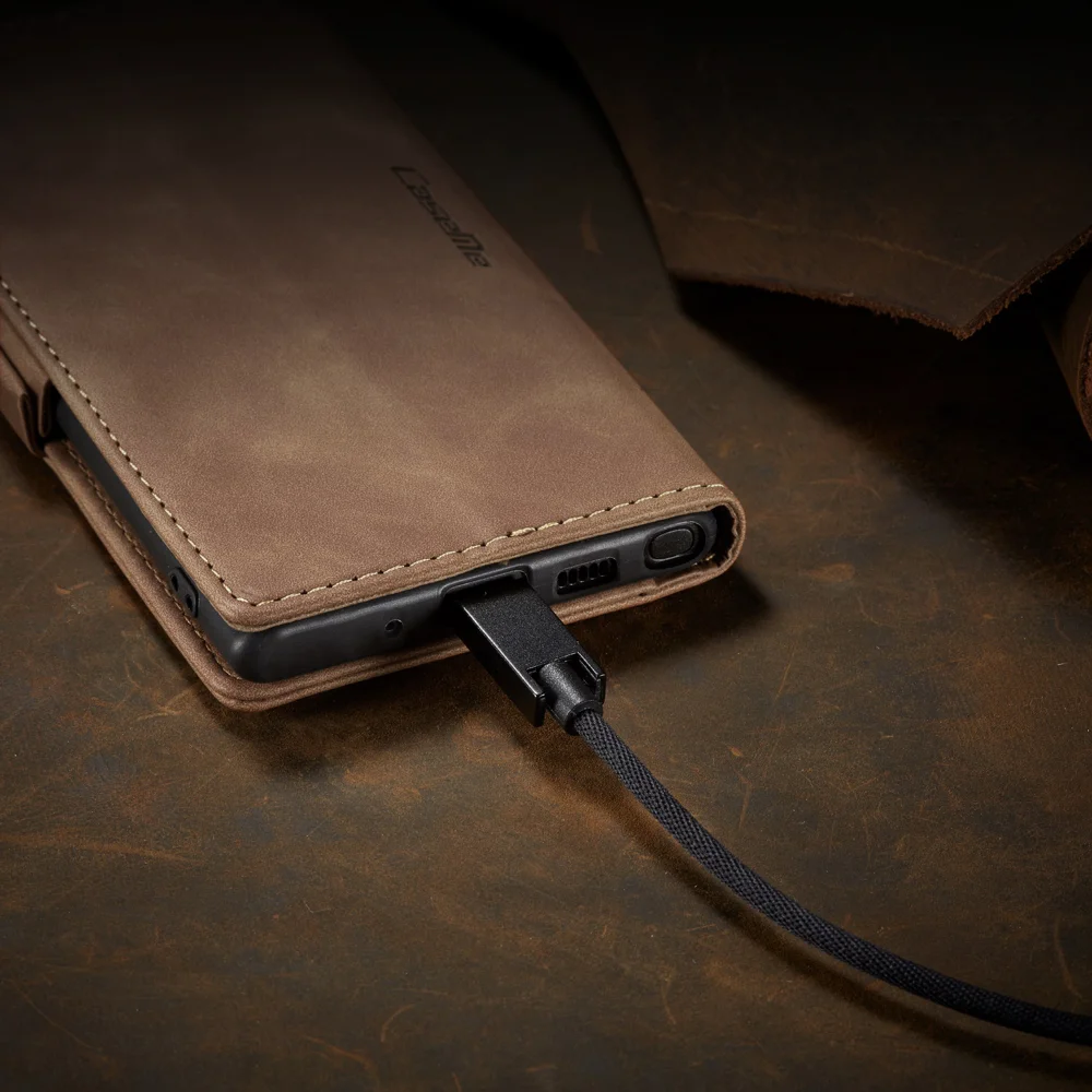 CASEME 013 Series Simplicity Auto-absorbed Leather Shell Wallet Case for Samsung Galaxy Note20/Note20 5G - Black-Cellmalls