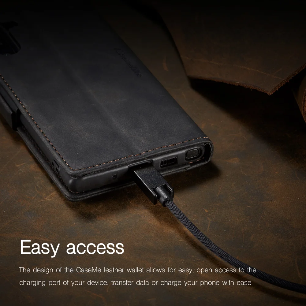 CASEME 013 Series Simplicity Auto-absorbed Leather Shell Wallet Case for Samsung Galaxy Note20/Note20 5G - Black-Cellmalls