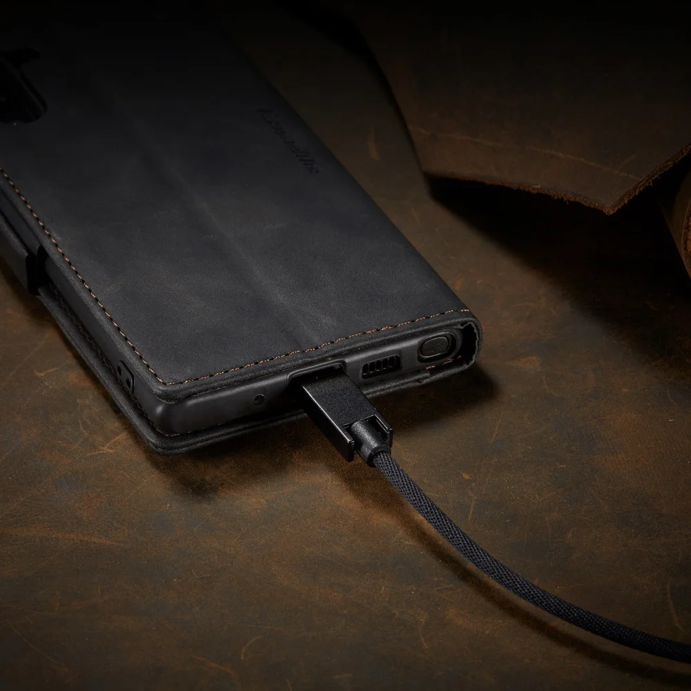 CASEME 013 Series Simplicity Auto-absorbed Leather Shell Wallet Case for Samsung Galaxy Note20/Note20 5G - Black-Cellmalls