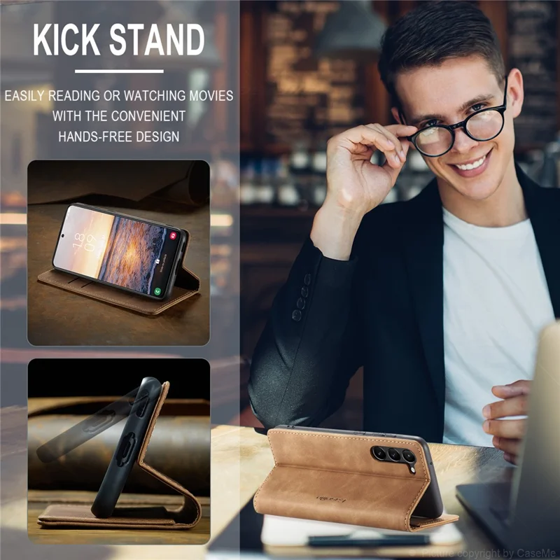 CASEME 013 Series For Samsung Galaxy S24+ Case PU Leather Wallet Mobile Phone Protector - Brown-Cellmalls